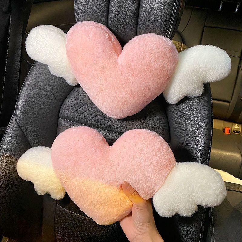 Neck Traction Pillow - Cute Pink Heart Angel Wing Car