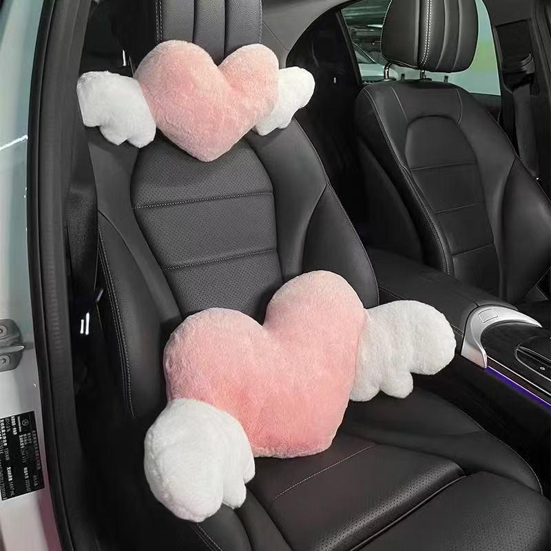 Cute Pink Heart Angel Wing Car - Neck Traction Pillow recension och pris